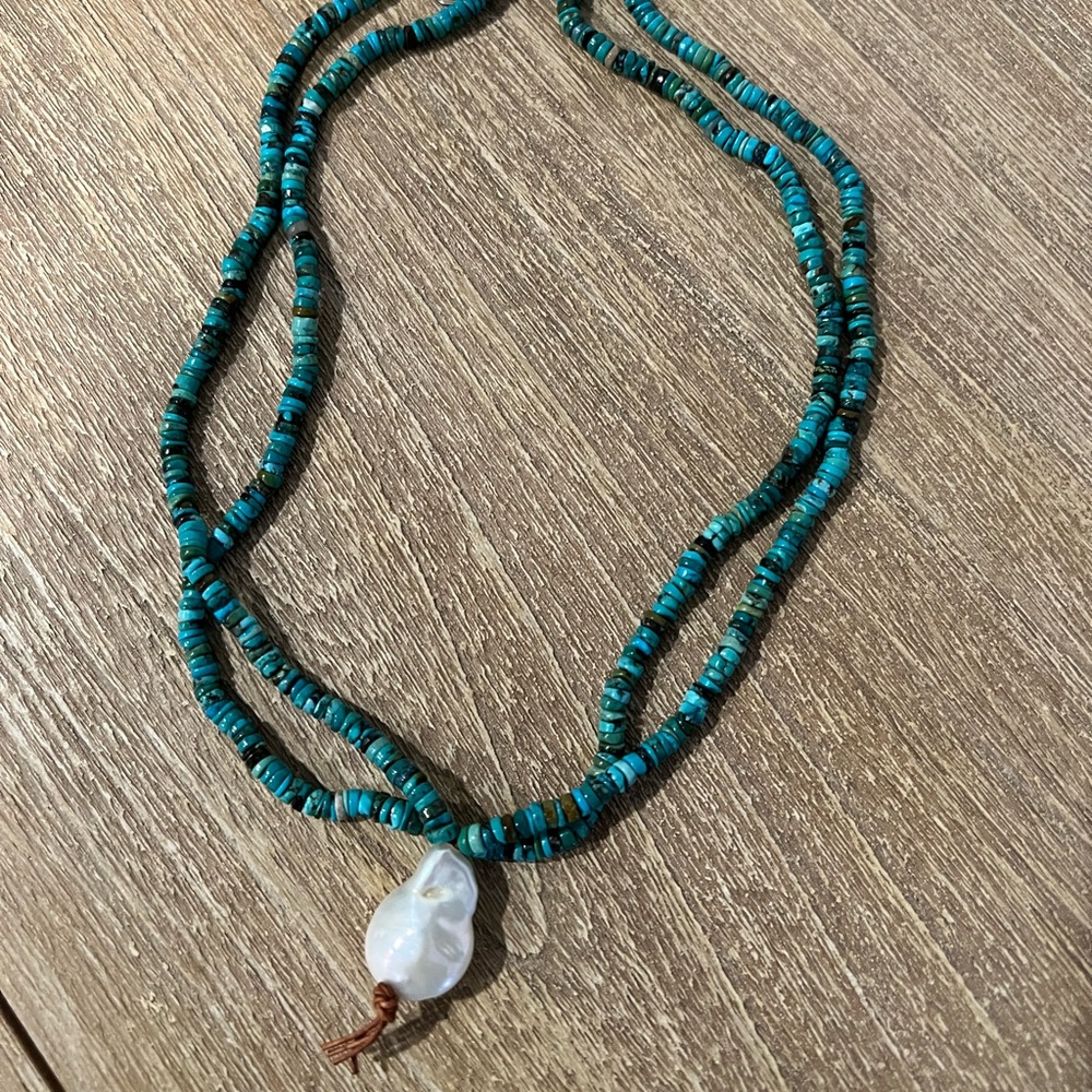 COPY - CHAN LUU Turquoise Necklace with Baroque Pearl